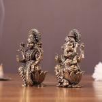 Pure Brass Superfine Small Ganesh Lakshmi Idol - 2.5" Tall